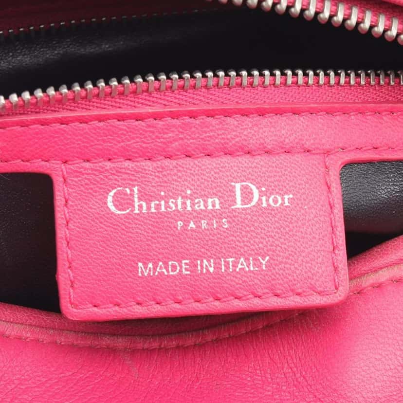 Dior Medium Tricolor Lambskin Cannage Lady Dior Pink Leather Good condition - Model View