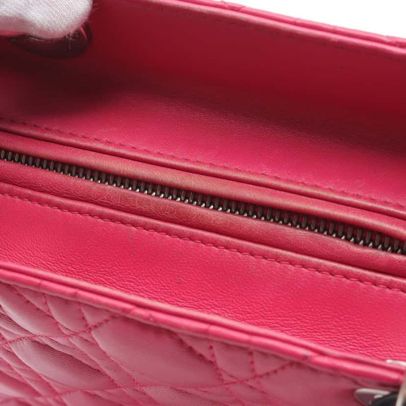 Dior Medium Tricolor Lambskin Cannage Lady Dior Pink Leather Good condition - Box View
