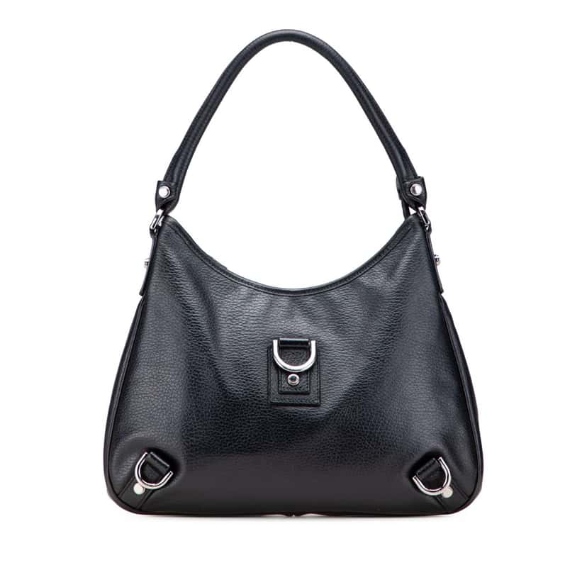 Gucci Pebbled Leather Abbey D Ring Shoulder Bag Black Leather Good condition - Front View