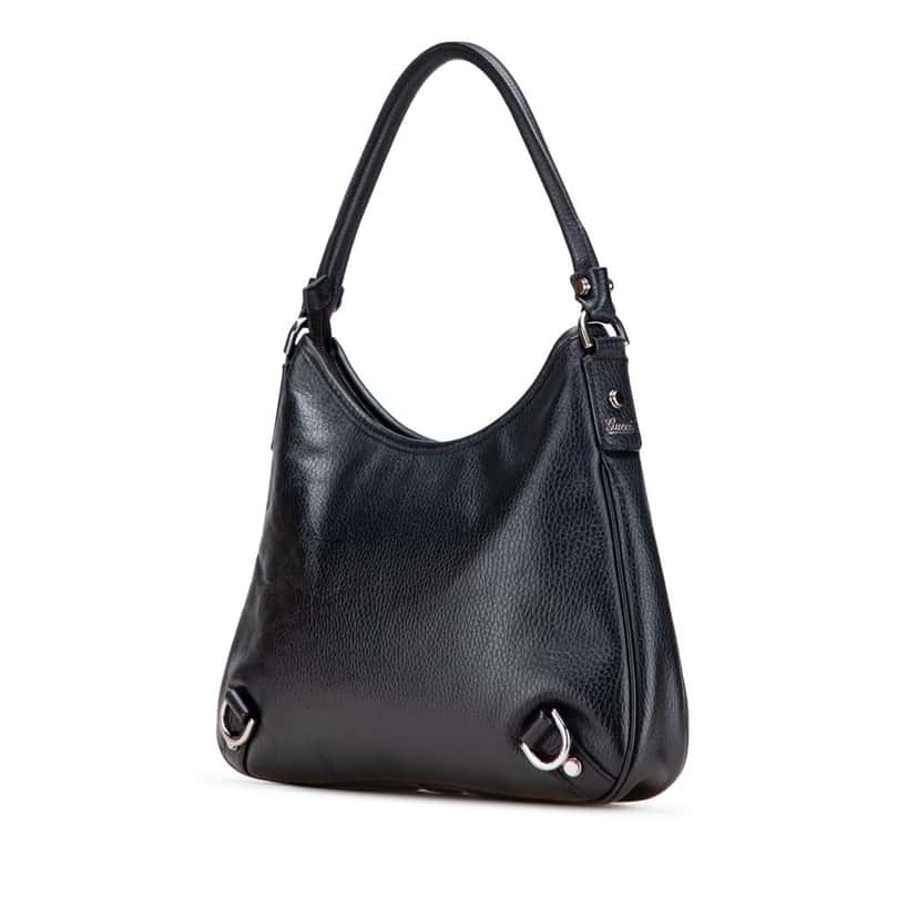 Gucci Pebbled Leather Abbey D Ring Shoulder Bag Black Leather Good condition - Back View