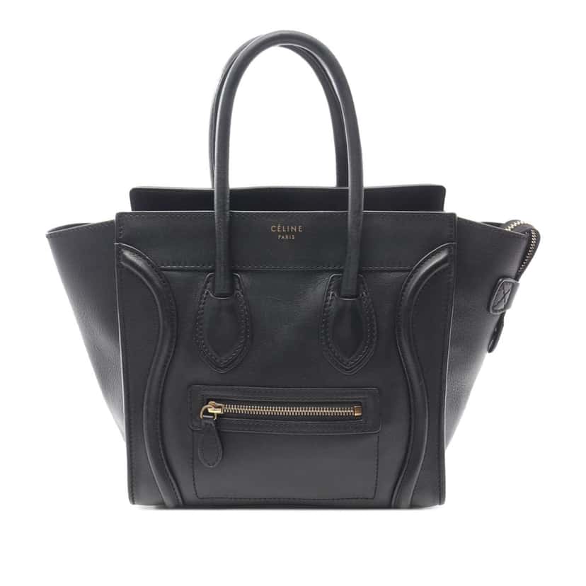 Celine Micro Smooth Calfskin Luggage Tote Black Leather Good condition - Front View