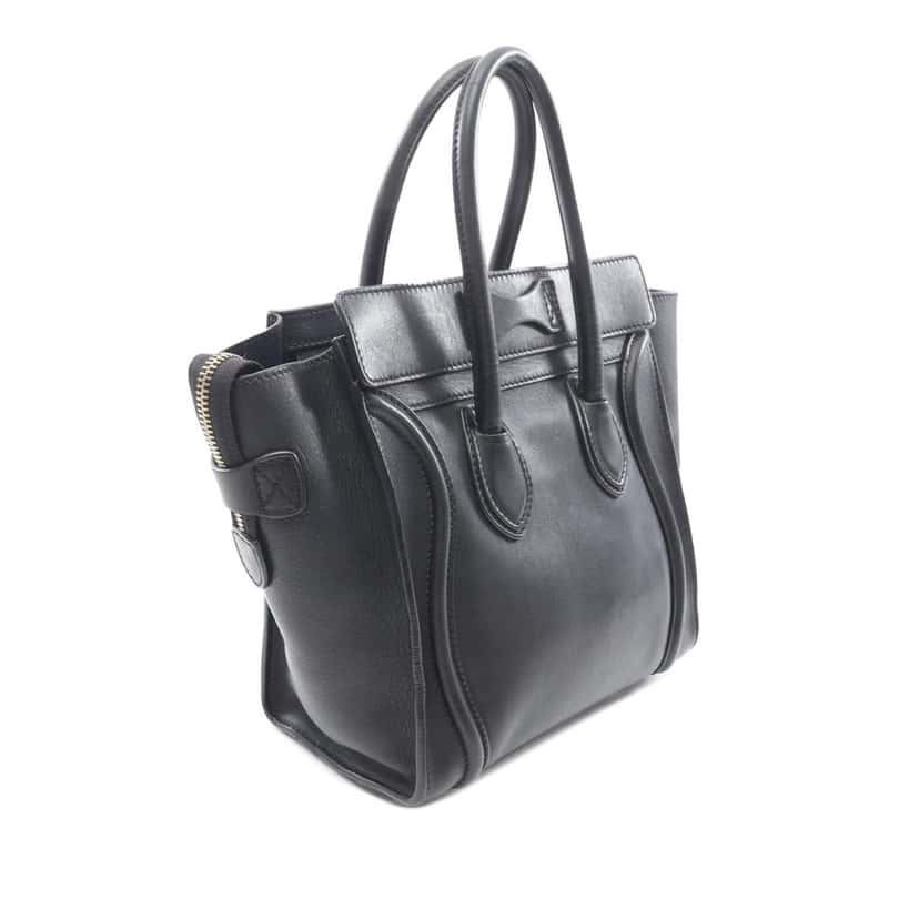 Celine Micro Smooth Calfskin Luggage Tote Black Leather Good condition - Back View