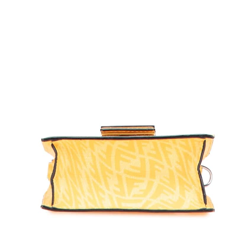 Fendi Sarah Coleman Coated Canvas FF Vertigo Phone Holder Crossbody Yellow Canvas Good condition - Inside View