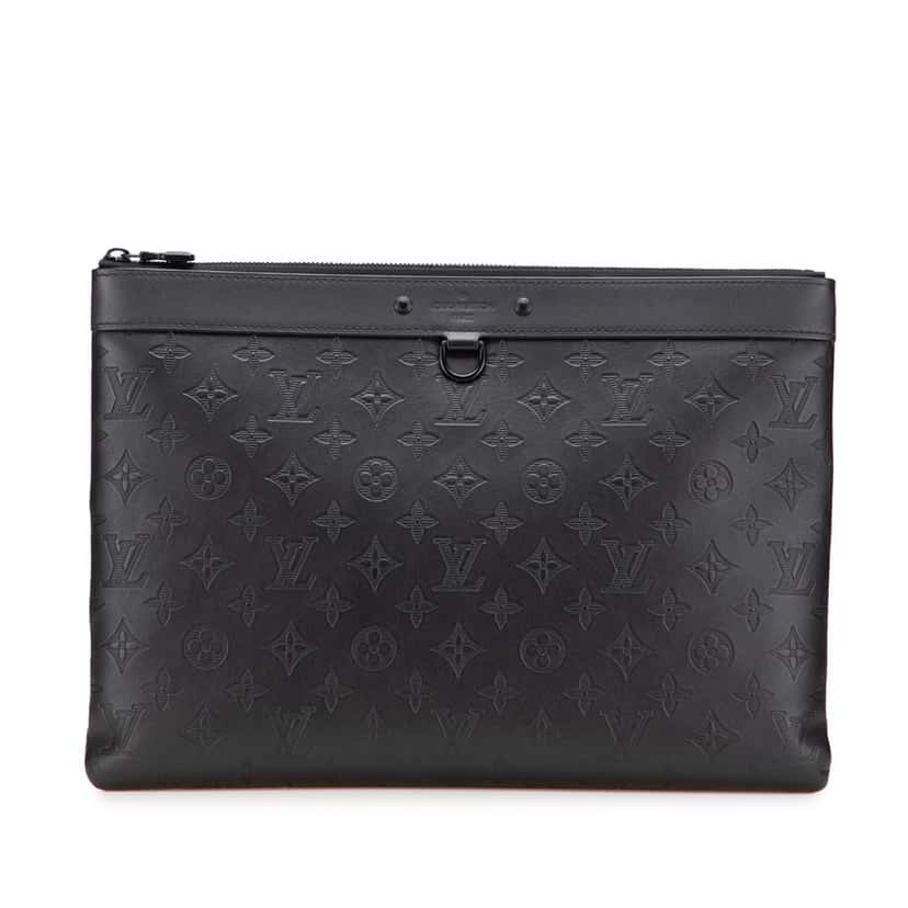 Louis Vuitton Monogram Shadow Discovery Pochette Black Leather Good condition - Front View