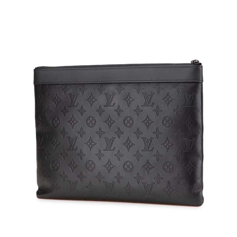 Louis Vuitton Monogram Shadow Discovery Pochette Black Leather Good condition - Back View