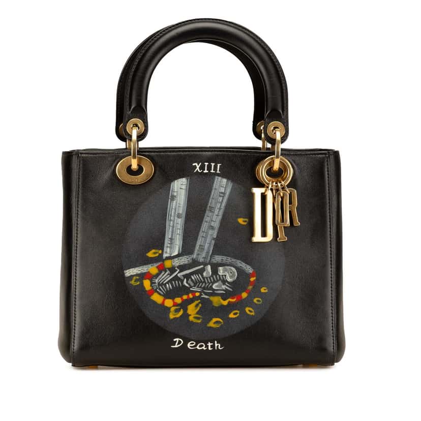 Dior Medium Calfskin Death Tarot Card Lady Dior Black Leather Good condition - Front View