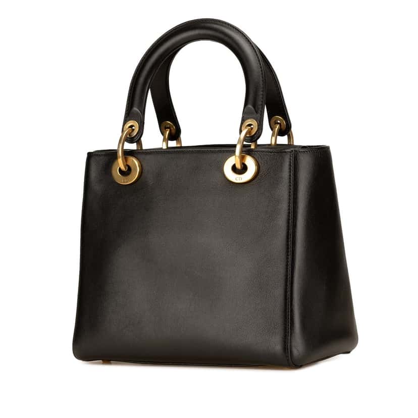 Dior Medium Calfskin Death Tarot Card Lady Dior Black Leather Good condition - Back View