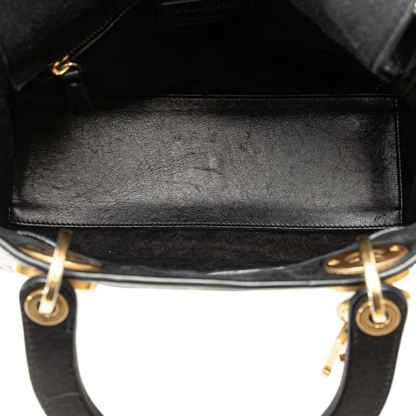 Dior Medium Calfskin Death Tarot Card Lady Dior Black Leather Good condition - Model View