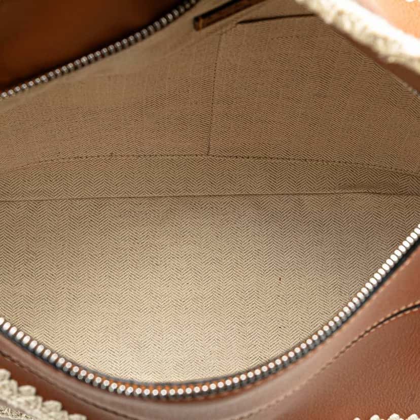 Loewe Medium Calfskin Crochet Trim Puzzle Satchel Brown Leather Good condition - Model View