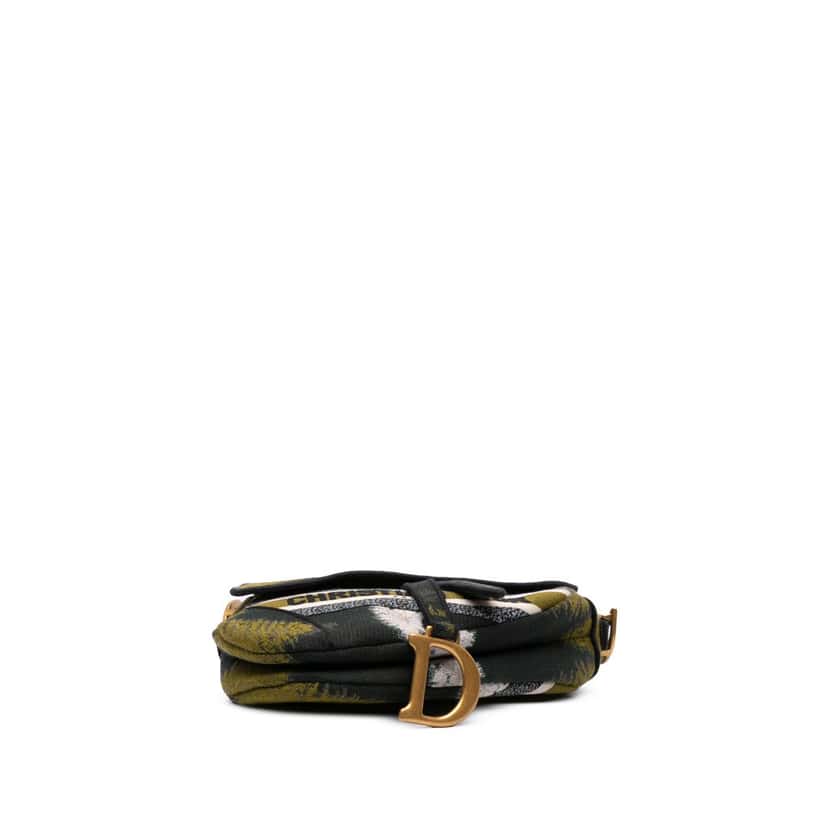 Dior Canvas Embroidered Tie Dye Saddle Bag Green Canvas Good condition - Inside View