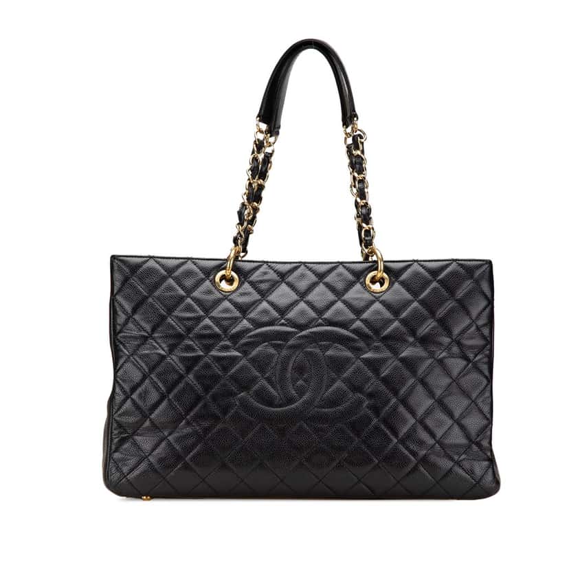 Chanel Caviar Grand Shopping Tote XL Black Leather Good condition - Front View