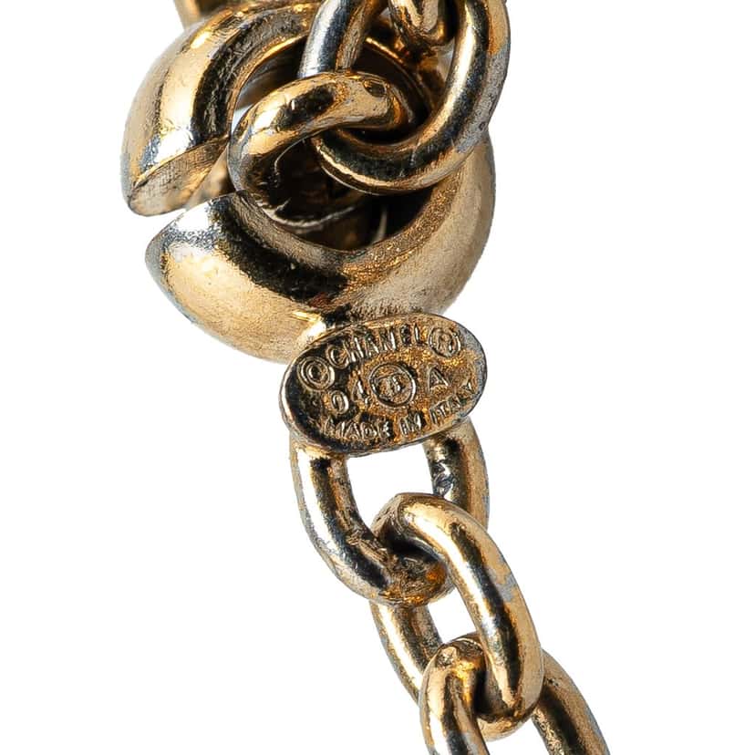 Chanel Gold Plated Resin Crystal Lipstick CC Bracelet Gold Metal Good condition - Inside View