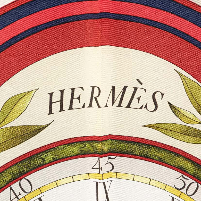 Hermès Parmi Les Fleurs Je Compte Les Heures Silk Scarf Blue Silk Good condition - Inside View