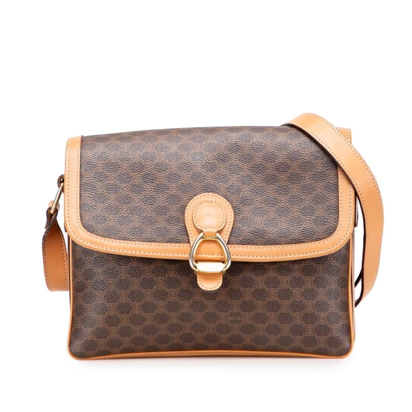Celine Macadam Coated Canvas Crossbody Brown Canvas Good condition - Front View