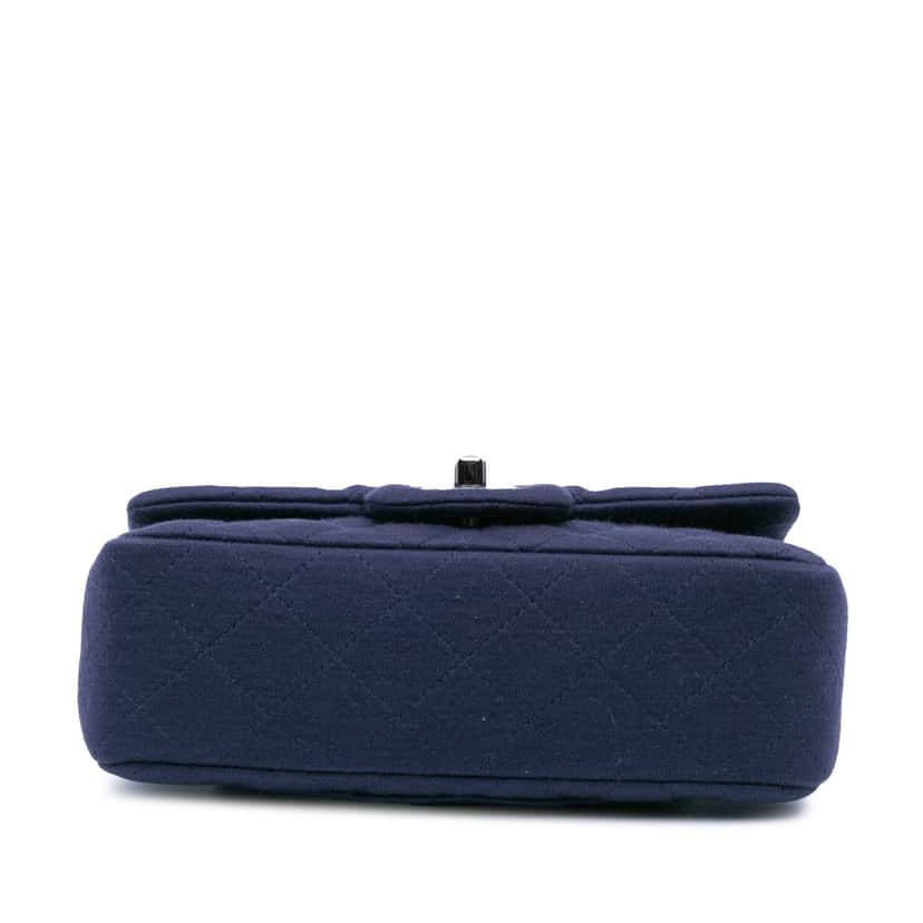 Chanel Mini Rectangular Classic Jersey Single Flap Blue Cotton Good condition - Inside View