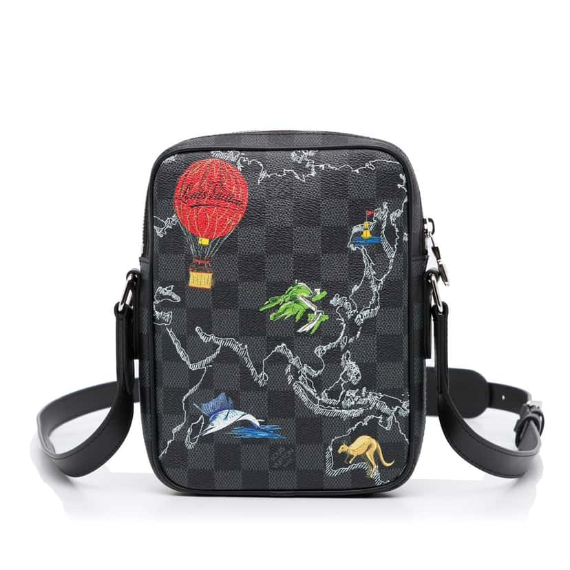 Louis Vuitton Damier Graphite Renaissance Map Danube Slim PM Black Canvas Very good condition - Model View