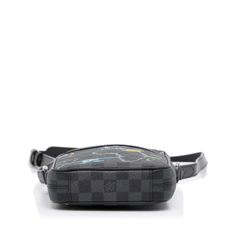 Louis Vuitton Damier Graphite Renaissance Map Danube Slim PM Black Canvas Very good condition - Box View