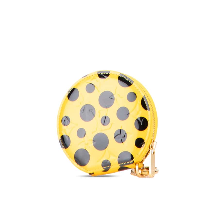 Louis Vuitton Monogram Vernis Kusama Infinity Dots Chapeau Coin Purse Yellow Leather Good condition - Back View