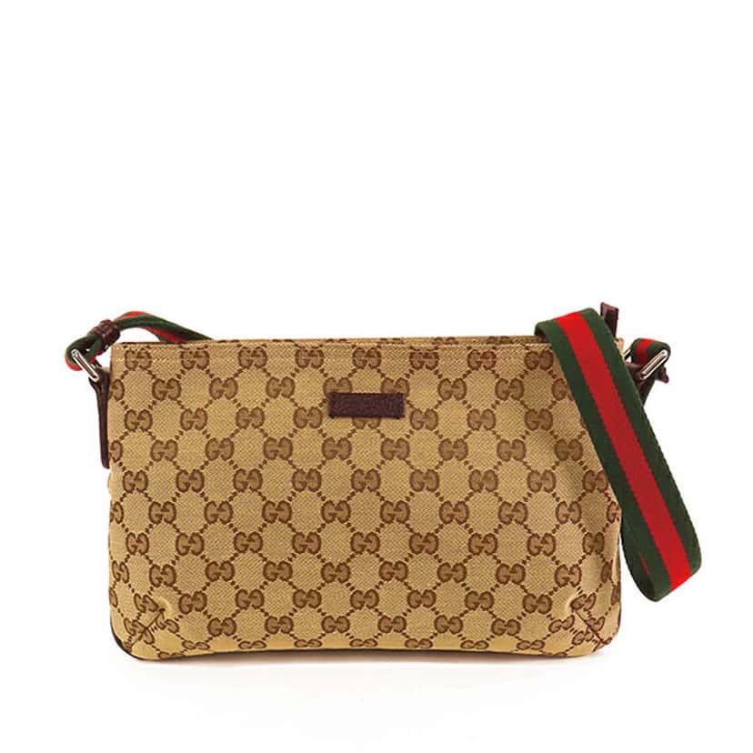 Gucci GG Canvas Web Crossbody Brown Canvas Good condition - Front View