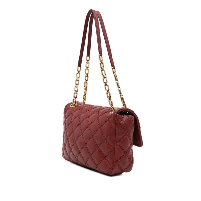 Chanel Quilted Calfskin Ultimate Stitch Retro Chain Flap Red Leather Fair condition - Back View