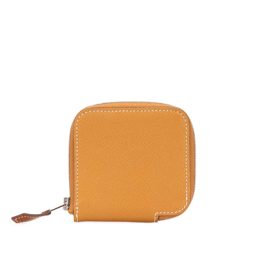 Hermès Mini Epsom Silk In Change Purse Brown Leather Good condition - Front View