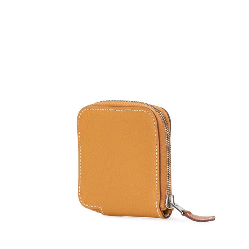 Hermès Mini Epsom Silk In Change Purse Brown Leather Good condition - Back View