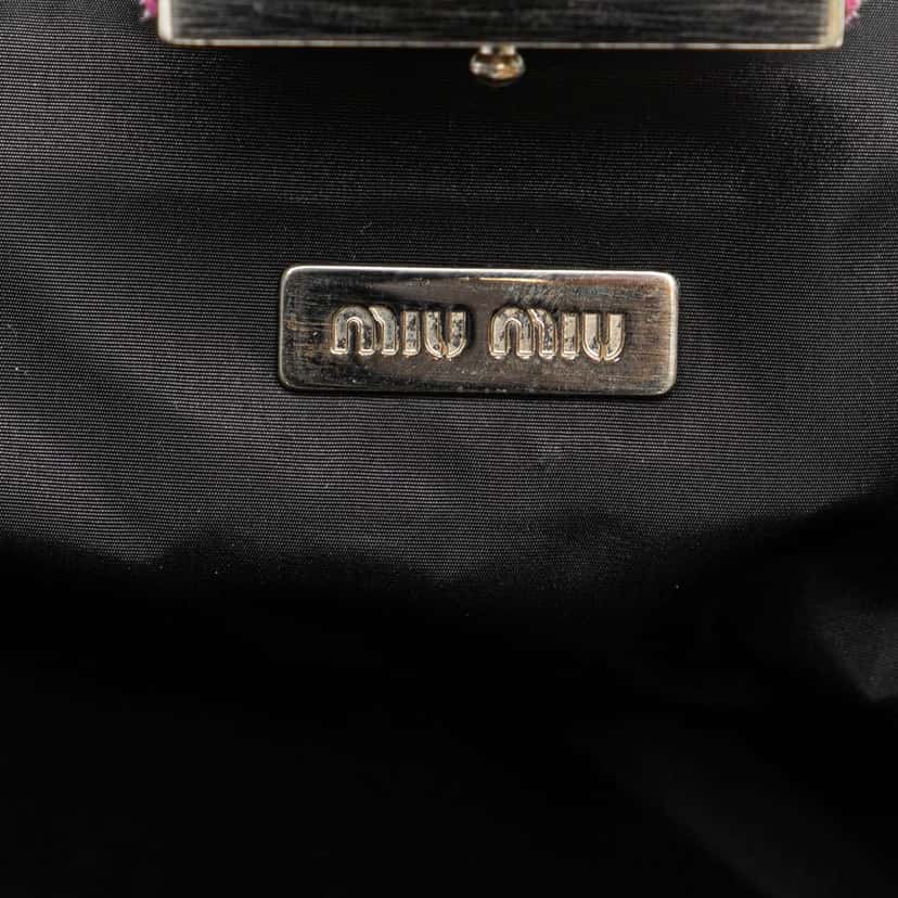 Miu Miu Satin Clasp Clutch on Strap Pink Satin Very good condition - Box View