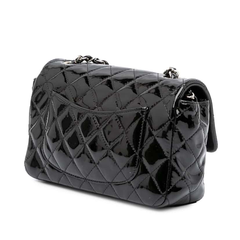 Chanel Mini Rectangular Classic Patent Single Flap Black Leather Good condition - Back View