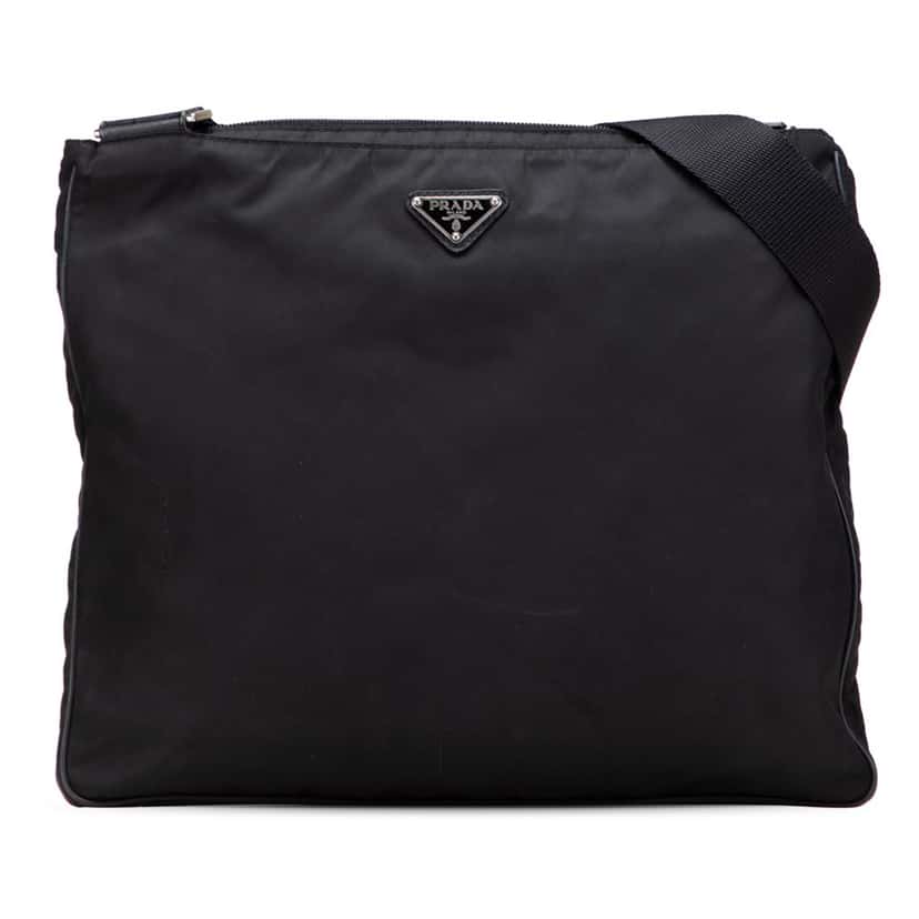 Prada Tessuto Zip Top Crossbody Black Good condition - Front View