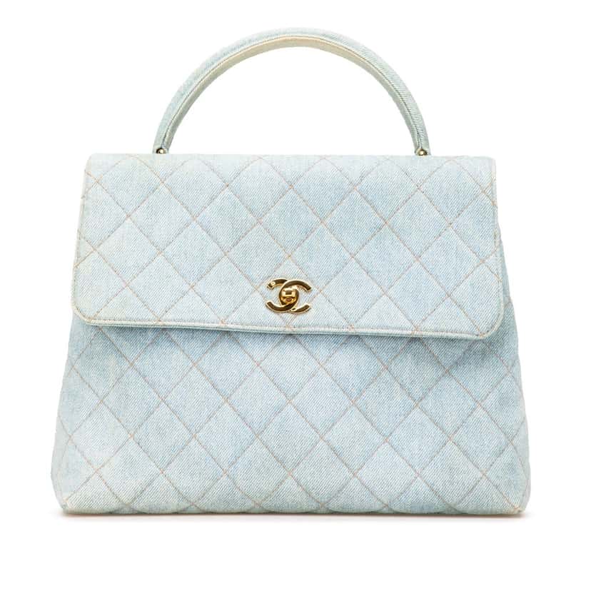 Chanel Denim Kelly Top Handle Bag Blue Denim Good condition - Front View