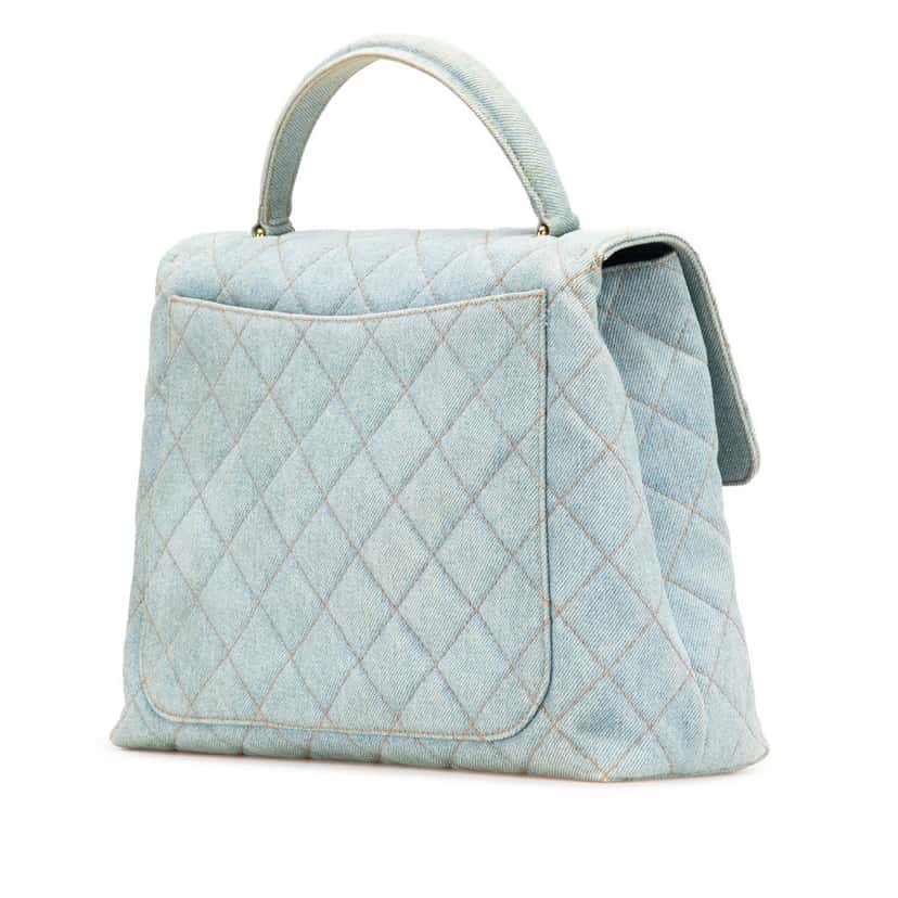 Chanel Denim Kelly Top Handle Bag Blue Denim Good condition - Back View