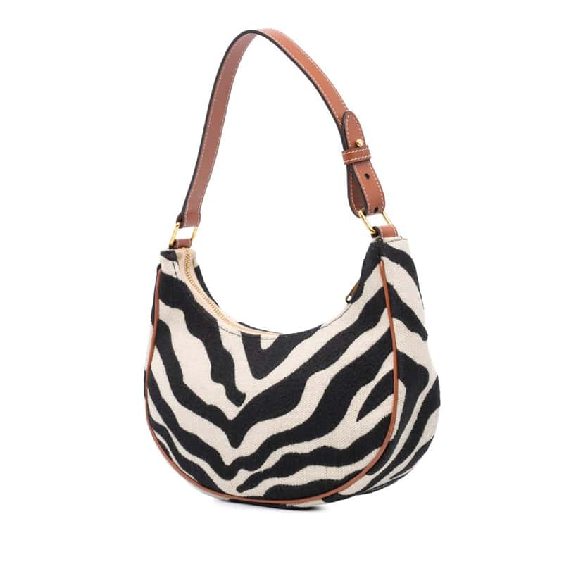 Celine Zebra Print Canvas Ava Shoulder Bag Brown Canvas Good condition - Back View