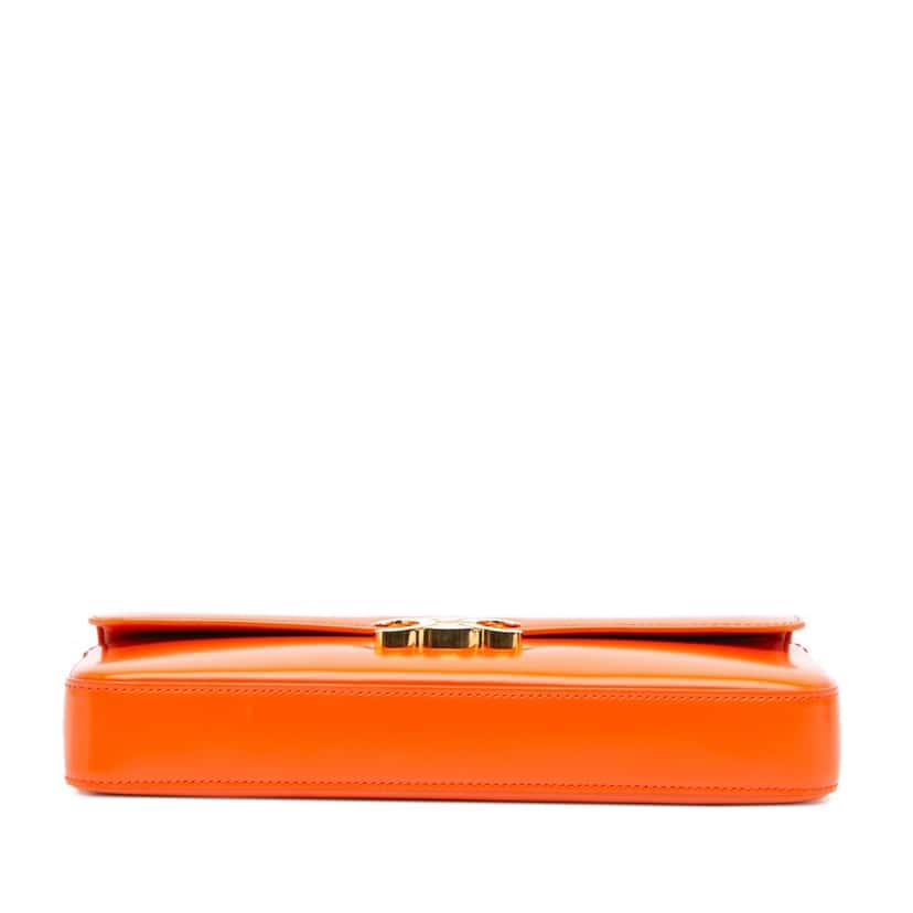 Celine Smooth Calfskin Triomphe Chain Shoulder Bag Orange Leather Good condition - Inside View