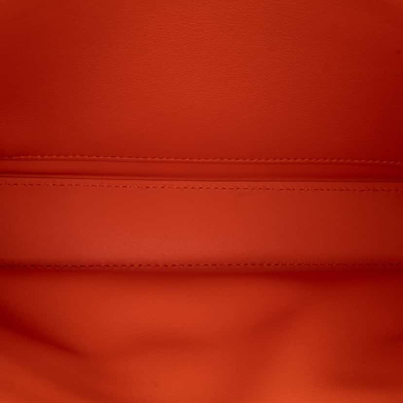 Celine Smooth Calfskin Triomphe Chain Shoulder Bag Orange Leather Good condition - Model View
