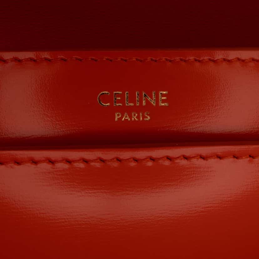 Celine Smooth Calfskin Triomphe Chain Shoulder Bag Orange Leather Good condition - Box View