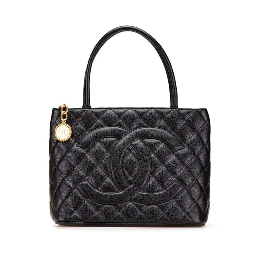 Chanel Caviar Medallion Tote Black Leather Good condition - Front View