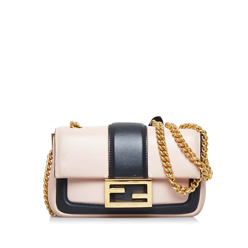 Fendi Mini Baguette Chain Pink Leather Good condition - Front View