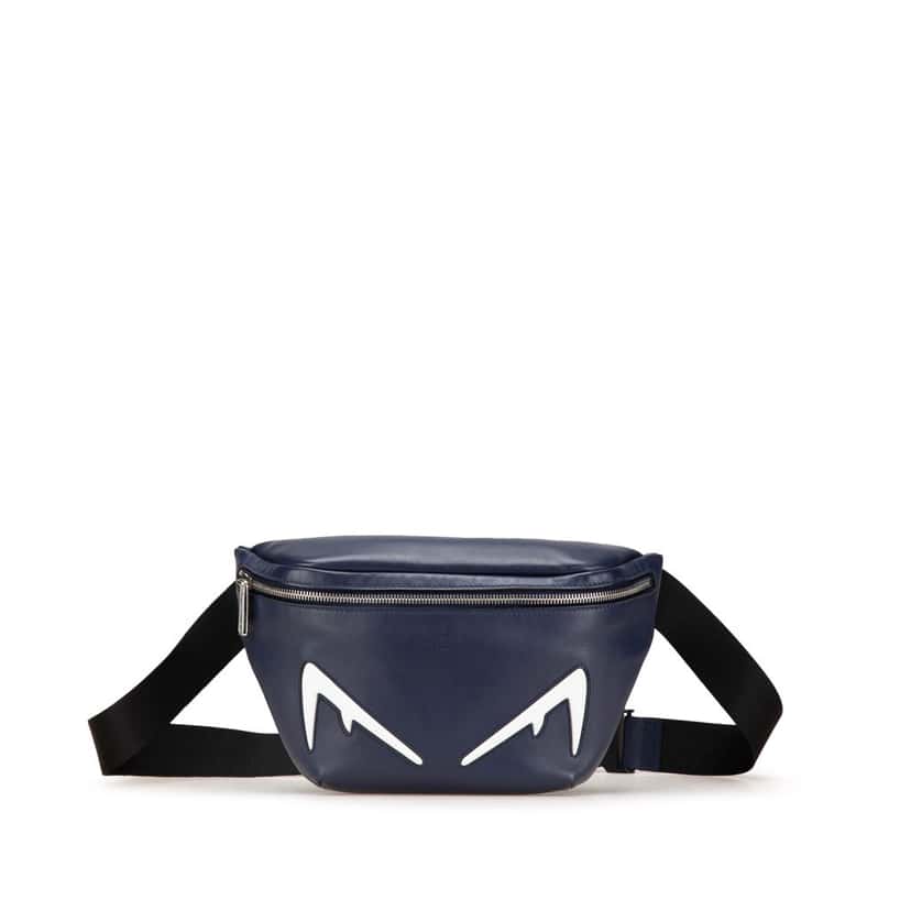 Fendi Vitello Grace Monster Eyes Belt Bag Blue Leather Good condition - Front View