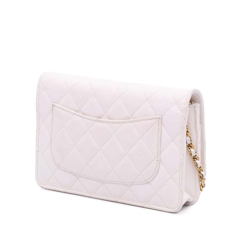 Chanel Quilted Caviar Coco Casino Wallet on Chain White Leather Good condition - Back View