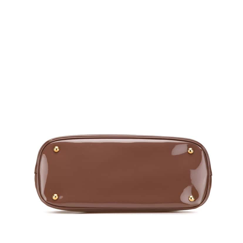 Gucci Patent Bright Bit Satchel Brown Leather Good condition - Inside View