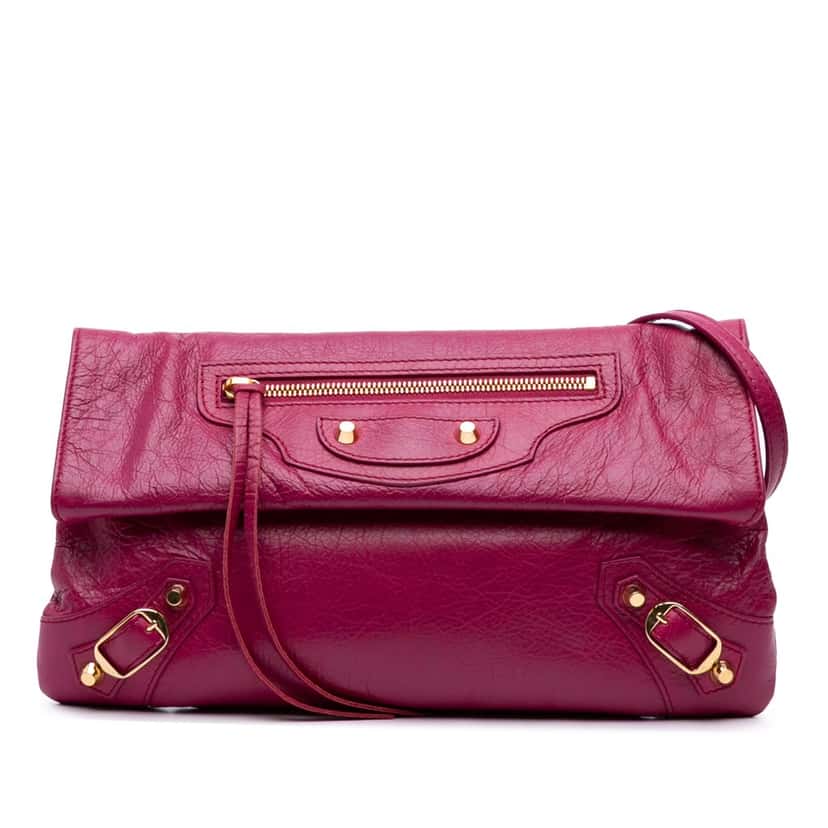 Balenciaga Lambskin Motocross Classic Giant 12 Envelope Crossbody Pink Leather Good condition - Front View