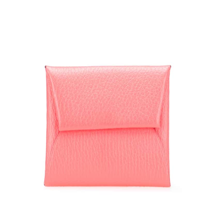Hermès Chevre Mysore Bastia Coin Pouch Pink Leather Good condition - Front View
