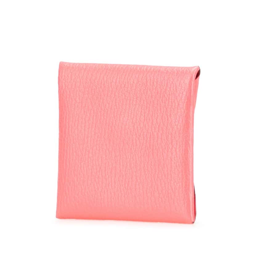 Hermès Chevre Mysore Bastia Coin Pouch Pink Leather Good condition - Back View