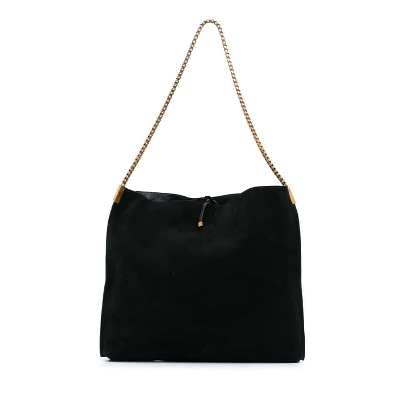 Saint Laurent Suede Suzanne Chain Shoulder Bag Black Leather Good condition - Front View