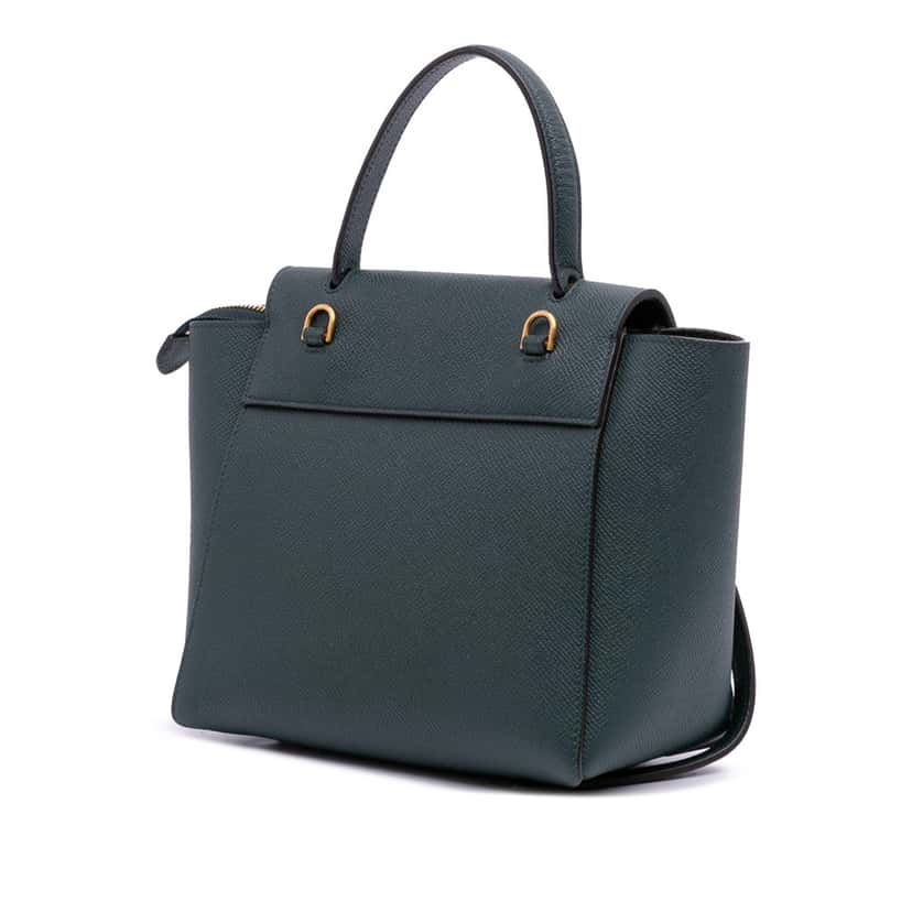 Celine Nano Grained Calfskin Belt Bag Green Leather Good condition - Back View