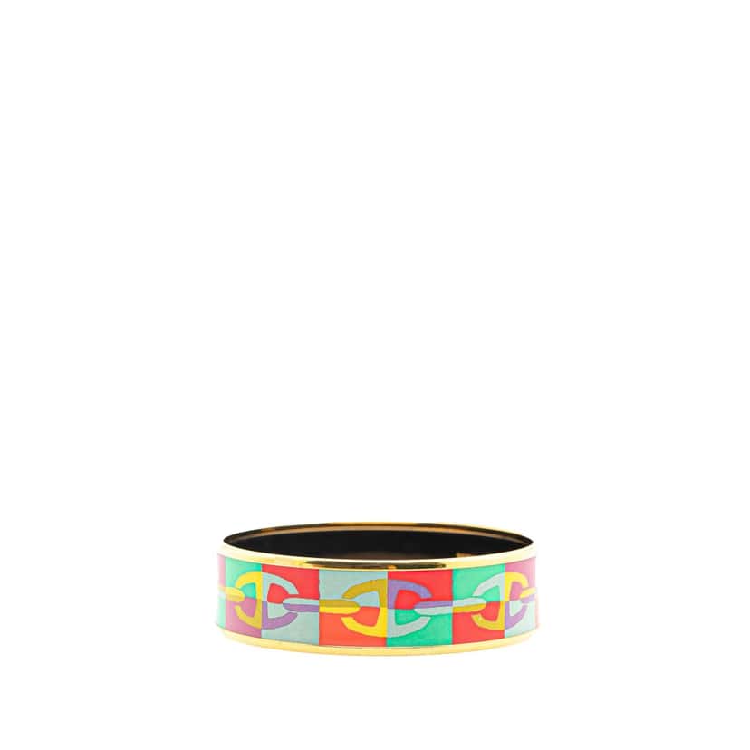 Hermès Wide Enamel Optique Chaine d'Ancre Bangle 65 MultiColor Good condition - Back View
