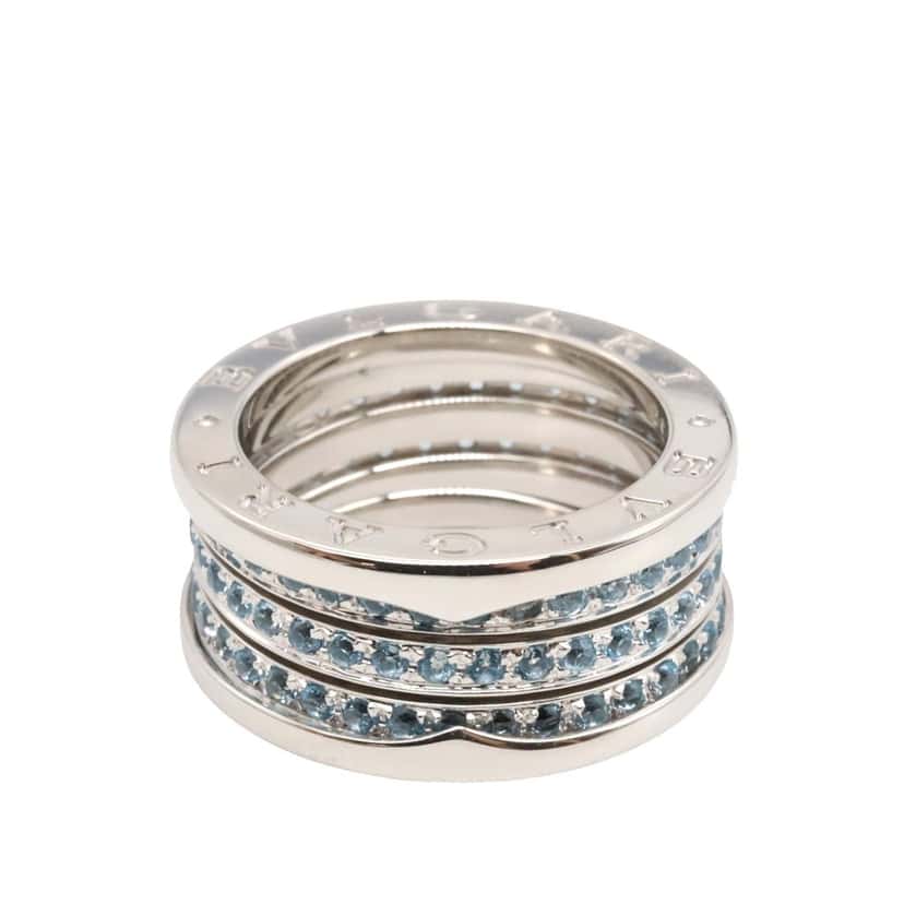 Bvlgari 18K White Gold and Blue Topaz B.Zero1 Three Band Ring Silver White Gold Good condition - Front View
