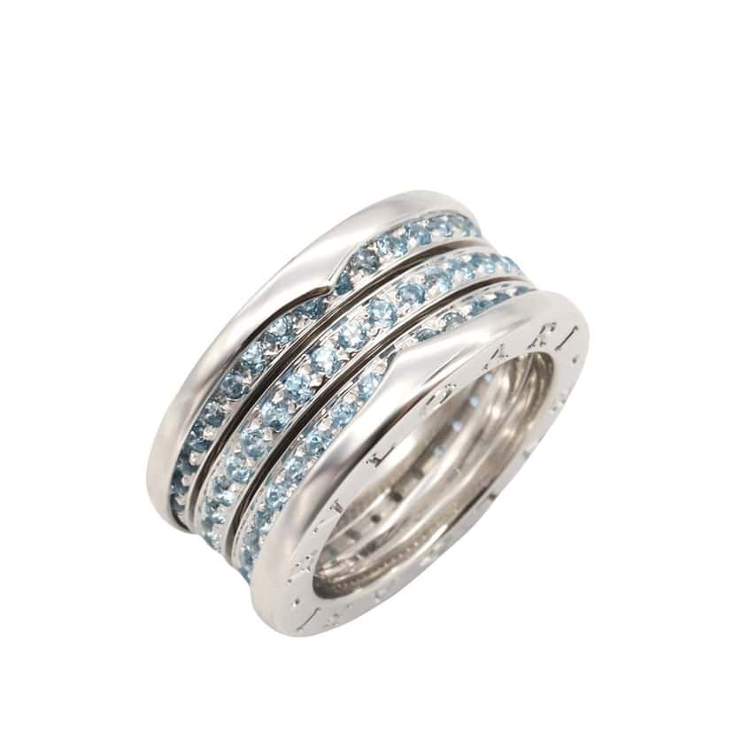 Bvlgari 18K White Gold and Blue Topaz B.Zero1 Three Band Ring Silver White Gold Good condition - Back View