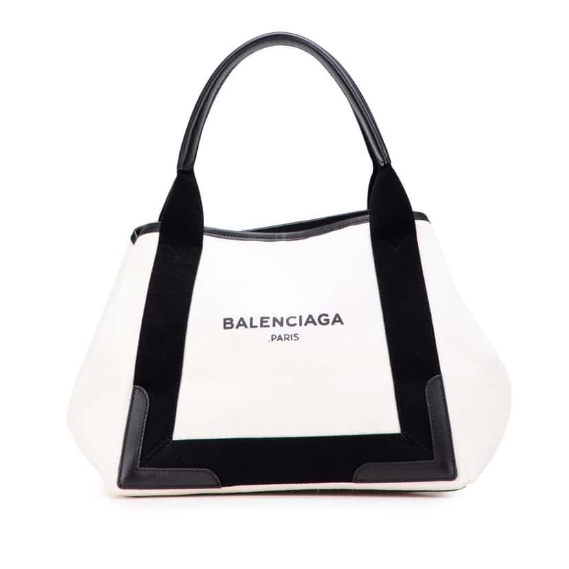 Balenciaga Canvas S Navy Cabas Tote White Canvas Good condition - Front View