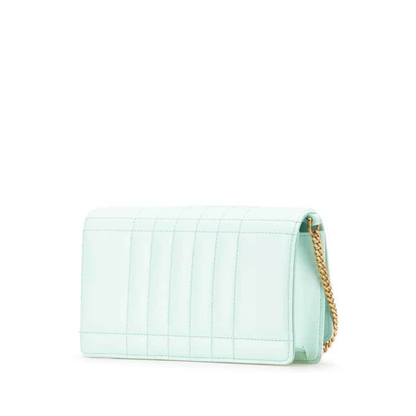 Burberry Quilted Leather Lola Clutch on Chain Green Leather Good condition - Back View